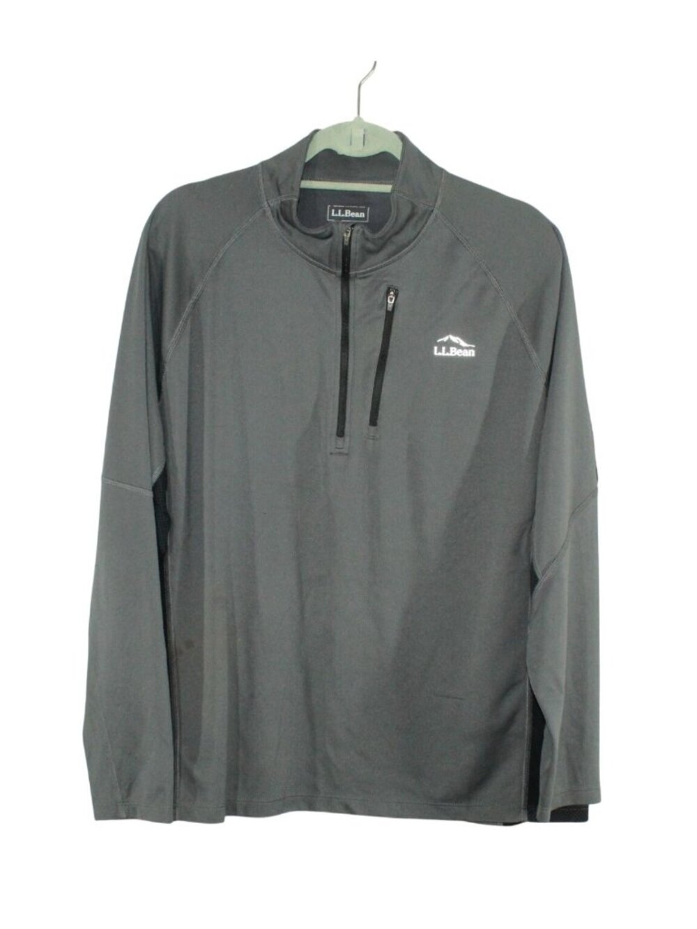 LL Bean Mens XL Gray Quarter Zip Pullover Outdoor Athletic Performance Top